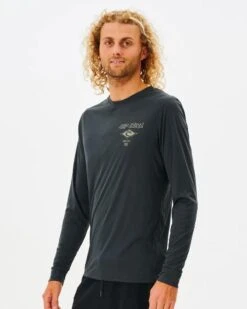 Ripcurl Icons Surflite LS Rash Vest -Paddle Board Shop ripcurl icon surflite rash tee ls washed black angle