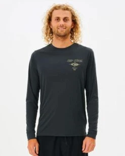 Ripcurl Icons Surflite LS Rash Vest -Paddle Board Shop ripcurl icon surflite rash tee ls washed black front