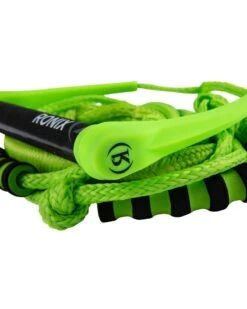 Ronix Silicone Surf Rope And Handle -Paddle Board Shop ronix silicone bungee surf rope and handle green black feature angle